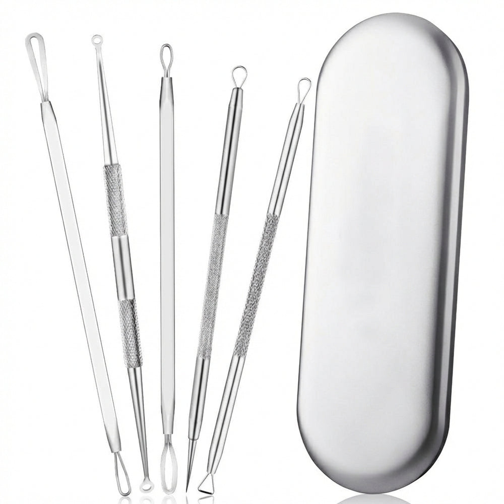 Trusa 5 instrumente inox pentru extracția comedoanelor și a punctelor negre