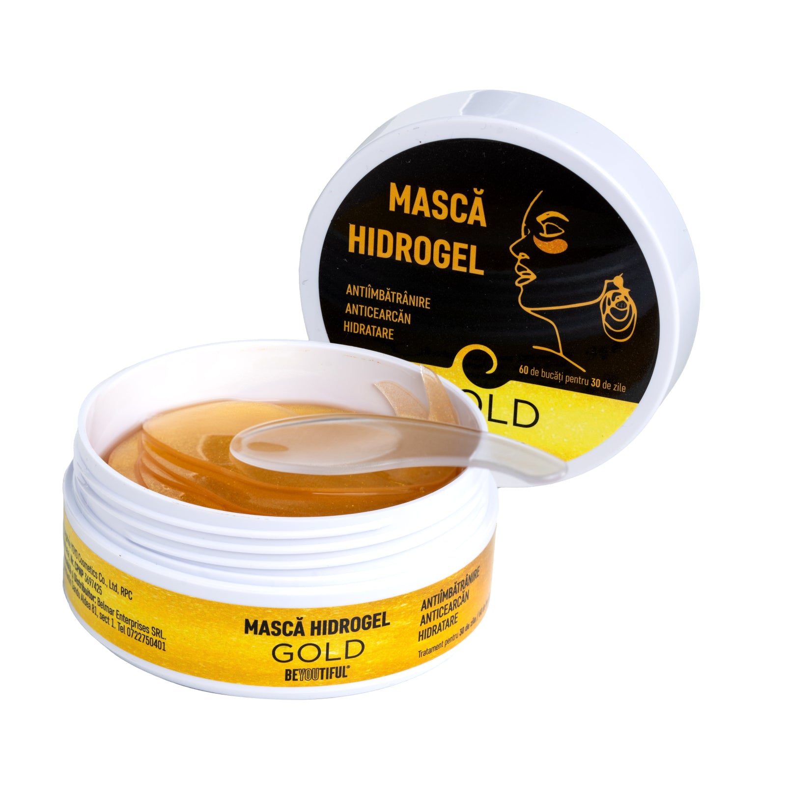 Masca hydrogel gold pentru ochi, ten normal