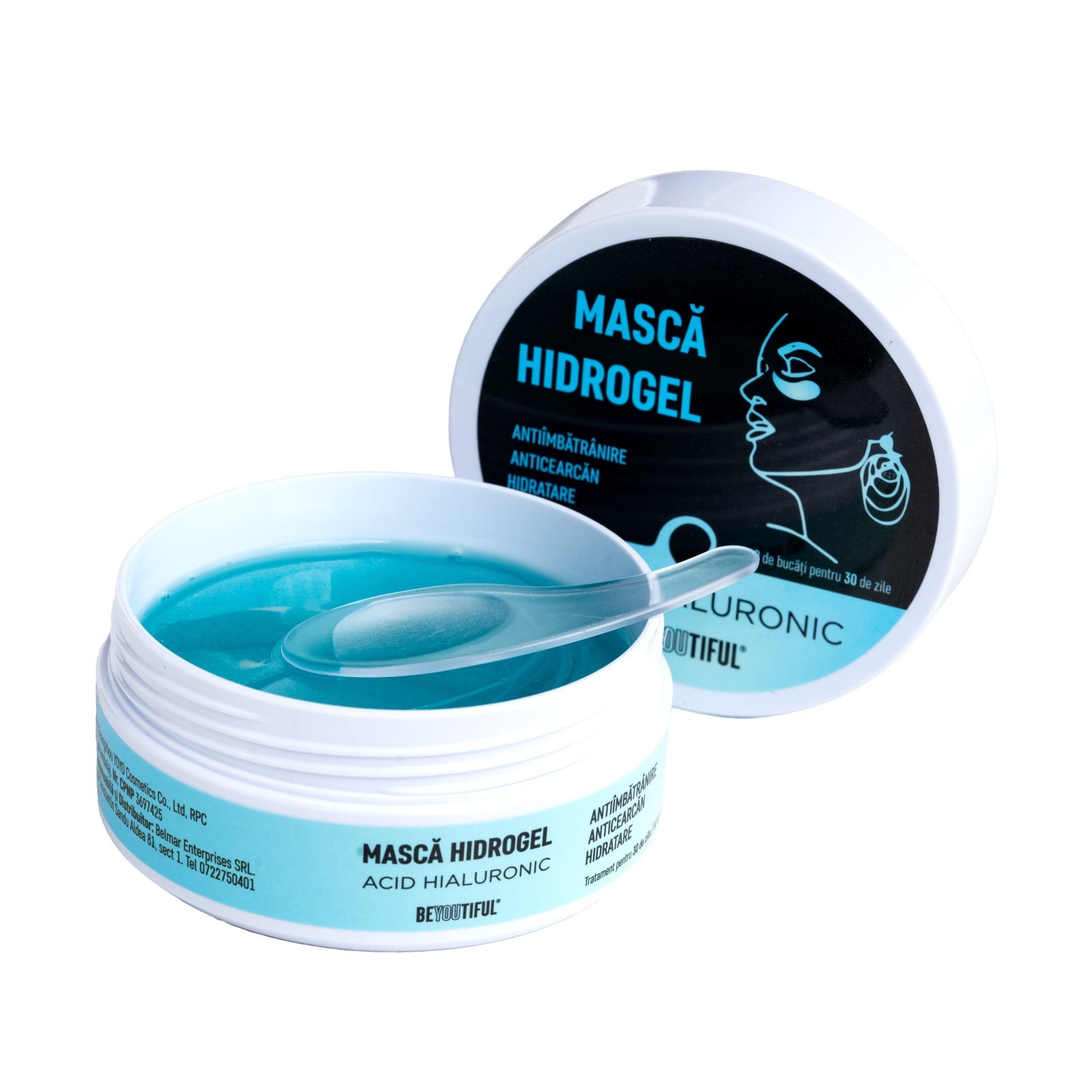 Masca hydrogel ochi cu acid hyaluronic pentru ten sensibil