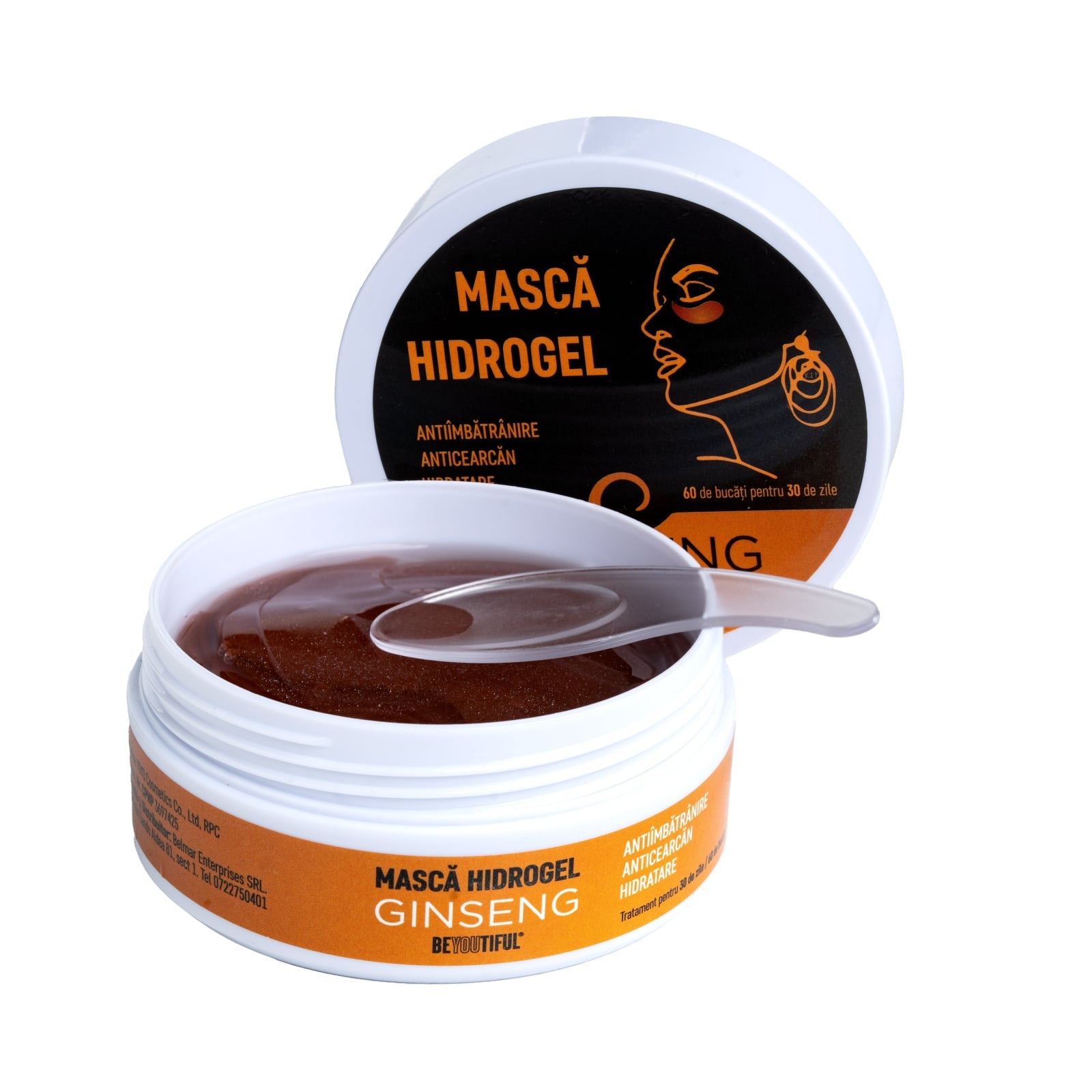 Masca hydrogel pentru ochi cu extract de ginseng, ten gras, Beyoutiful, 60 bucati